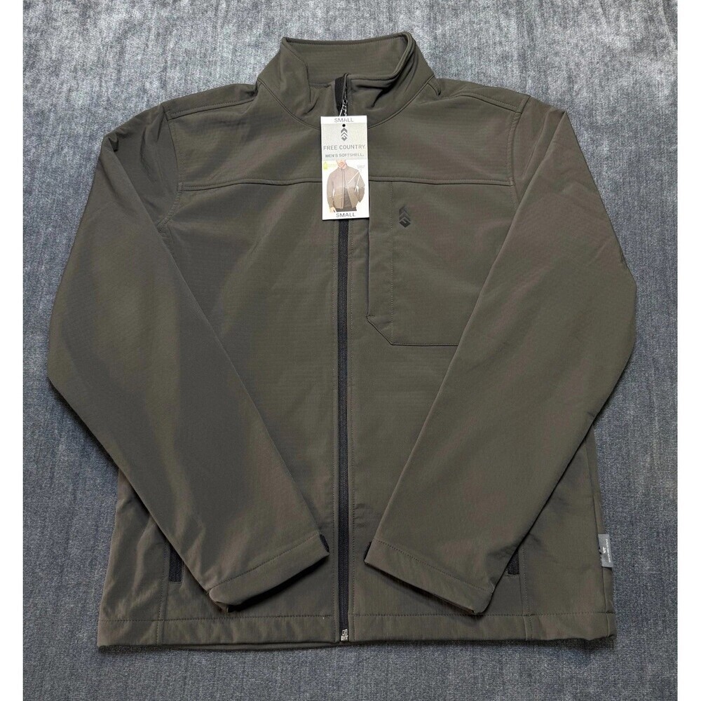 NWT Free Country Softshell Jacket Men's Small Brown Full-Zip Long Sleeve Outdoor